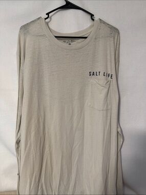 Salt Life Men's Long Sleeve Pocket Tee - Light Cream